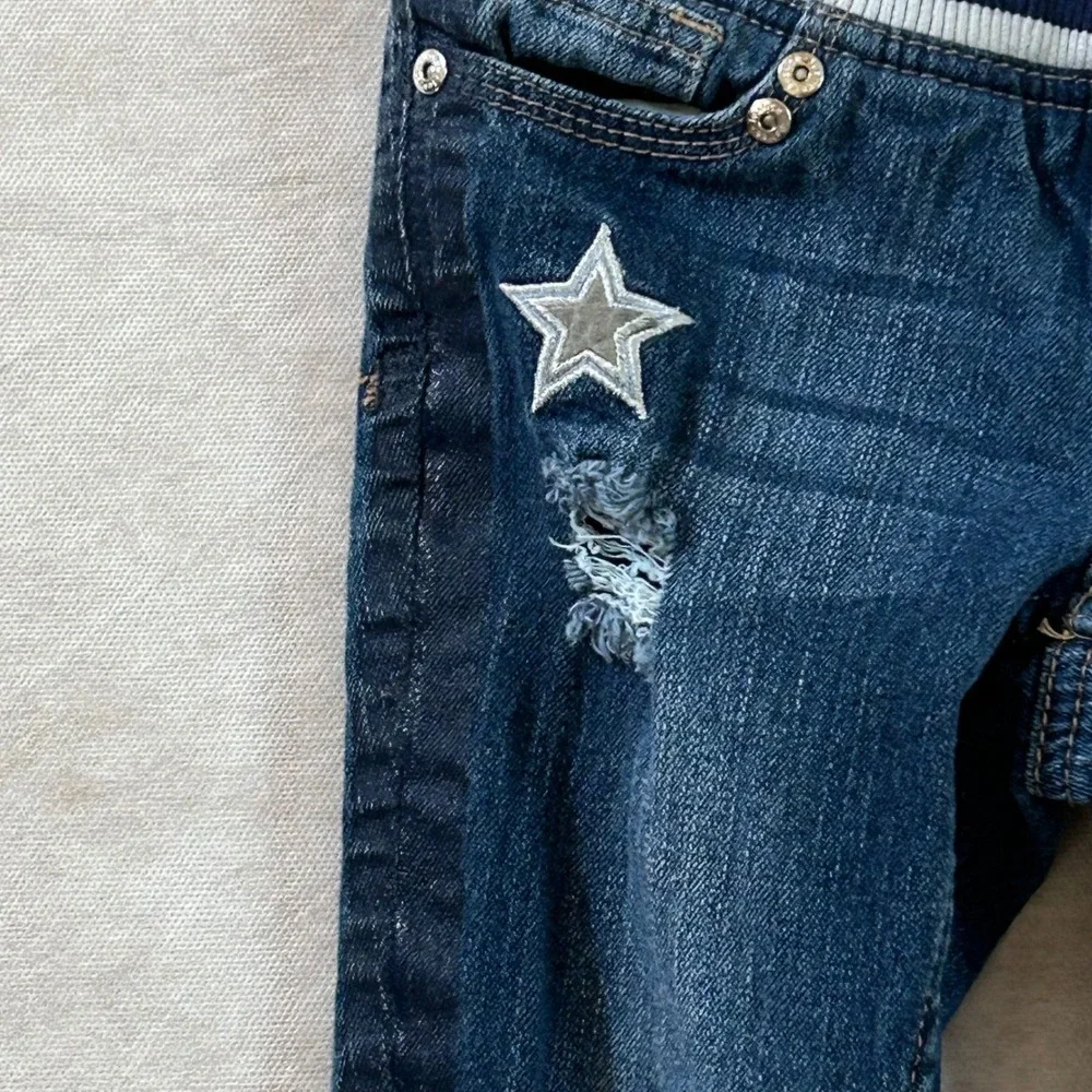 Justice Girls Simply Low Super Skinny Jeans Dark Wash Distressed 04 Star Size 7R